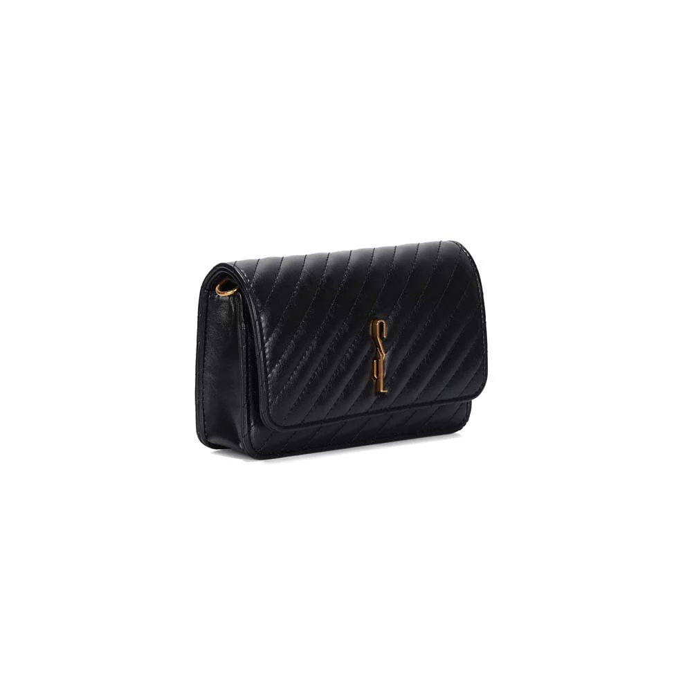 Bolsa Quadrada Pequena Rústico Preto Transversal - vista 2 de 3