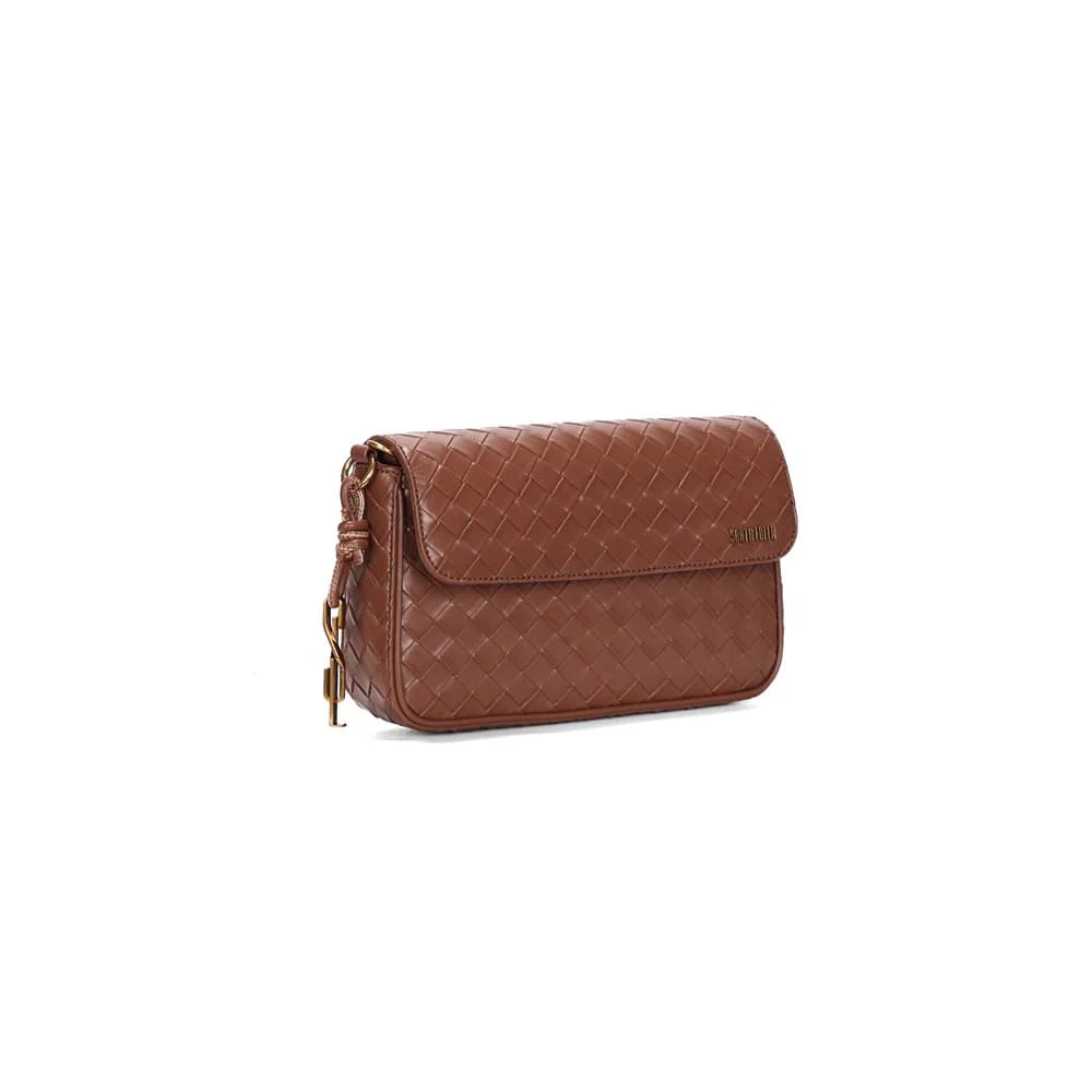 Bolsa Média Quadrada Tressê Terracota Alça Corrente - vista 2 de 2