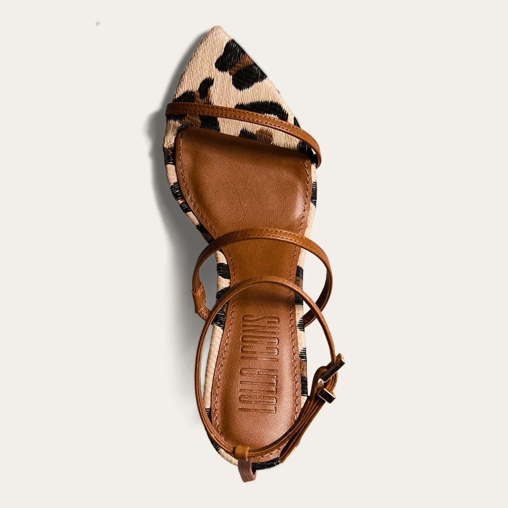 Sandália Couro Pelica Animal Print Onça Salto Alto - vista 3 de 3