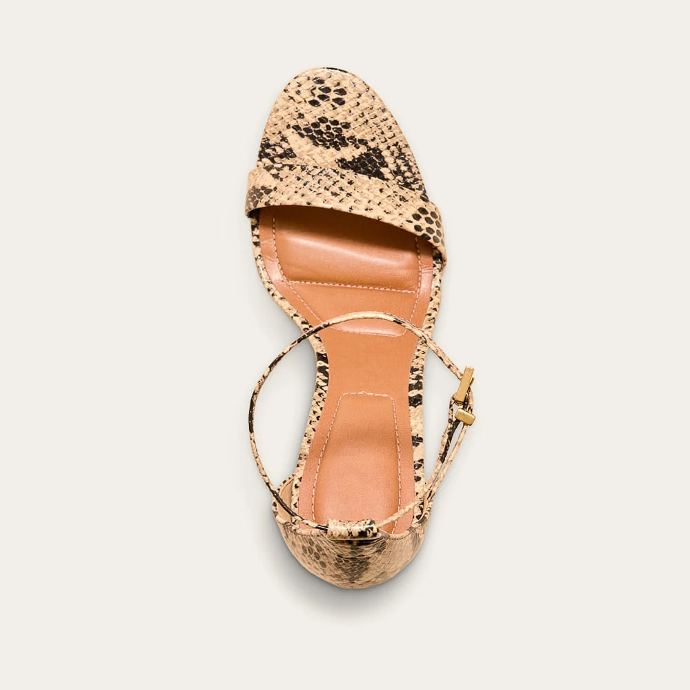 Sandália Couro Estampa Cobra Animal Print Salto Alto - vista 3 de 3