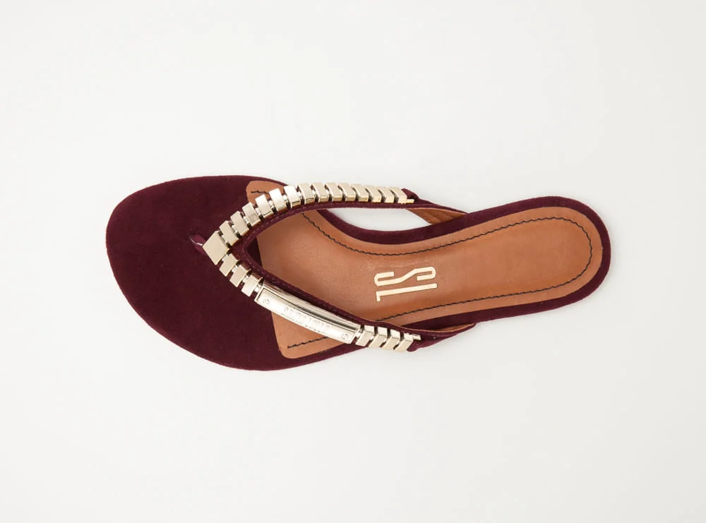 Rasteira Suede Vinho - vista 2 de 2
