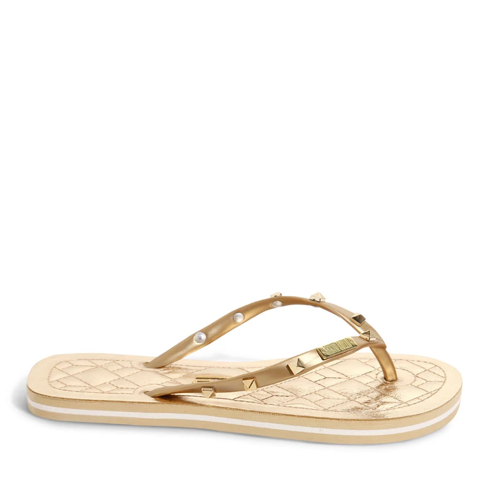 Flip Flop Metalizado Rebite Dourado - vista 1 de 4
