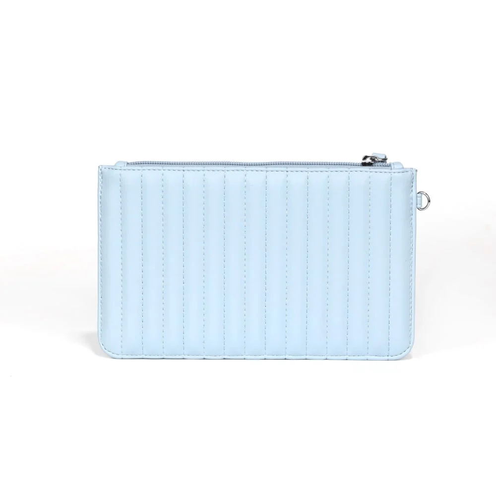 Clutch Puffer de Couro Mestiço Azul Nuvem - vista 5 de 6