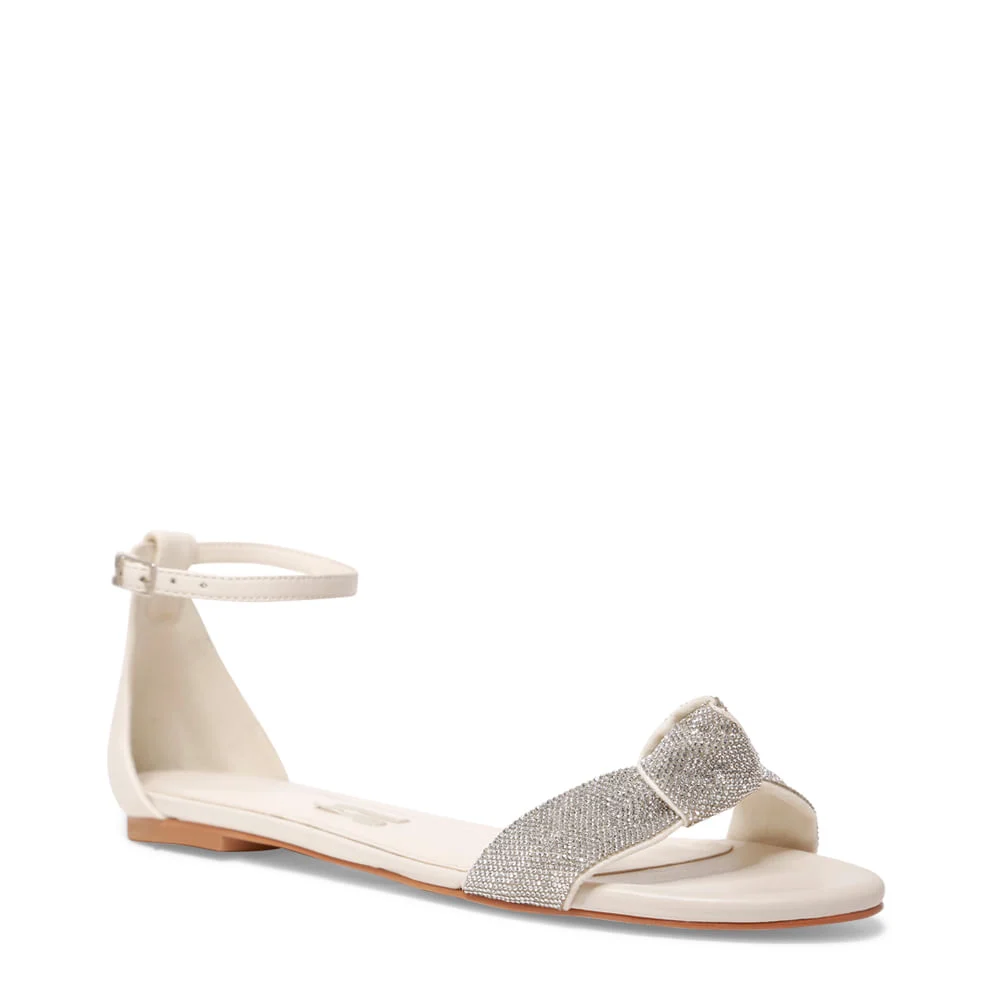 Sandália Rasteira Off White Strass Flat - vista 3 de 4