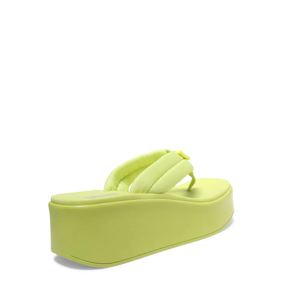 Sandália Papete Thong Plataforma Flatform de Borracha Verde - vista 3 de 4