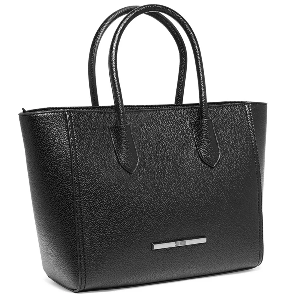 Bolsa Tote Estruturada Grande de Couro Floater Texturizado Preta - vista 2 de 3