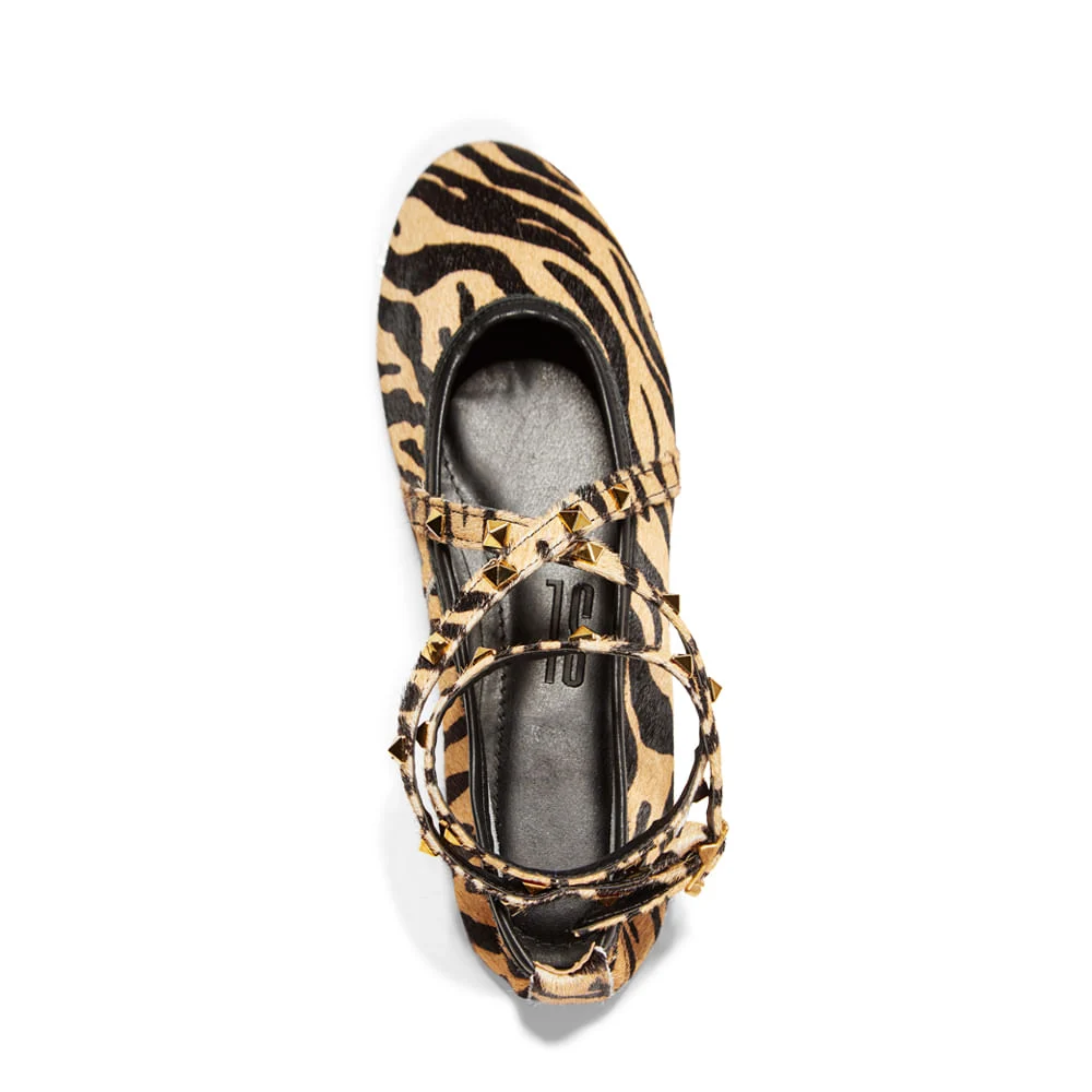 Sapatilha Couro Animal Print Tigre Tiras Spikes Amarração - vista 5 de 5