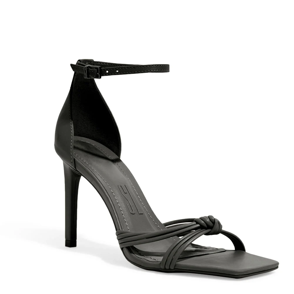 Sandalia Napa Soft Preta Salto Alto Fino - vista 2 de 3