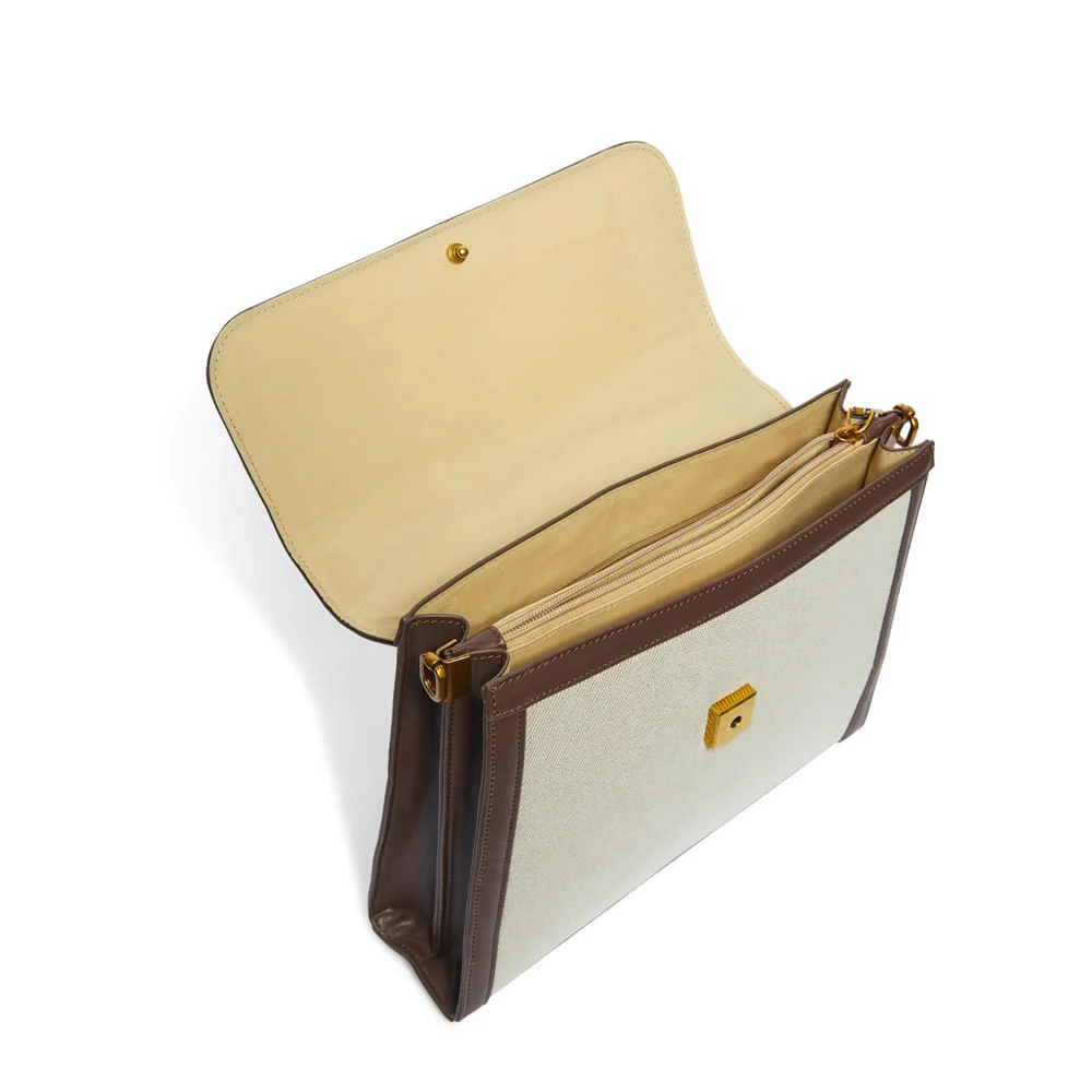 Bolsa Palha Bege E Marrom Transversal Alça Dupla - vista 3 de 6