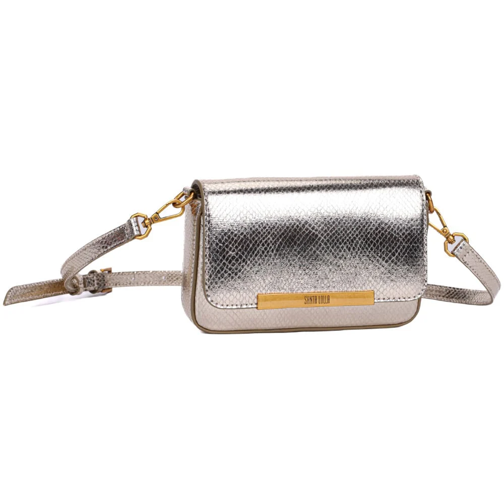 Bolsa Mini Bag Dourada Metalizada Transversal - vista 2 de 7