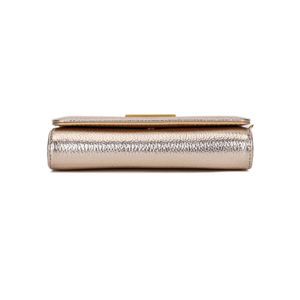 Kit Presente Bolsa Transversal e Porta Cartão Dourado Metalizado - vista 5 de 6