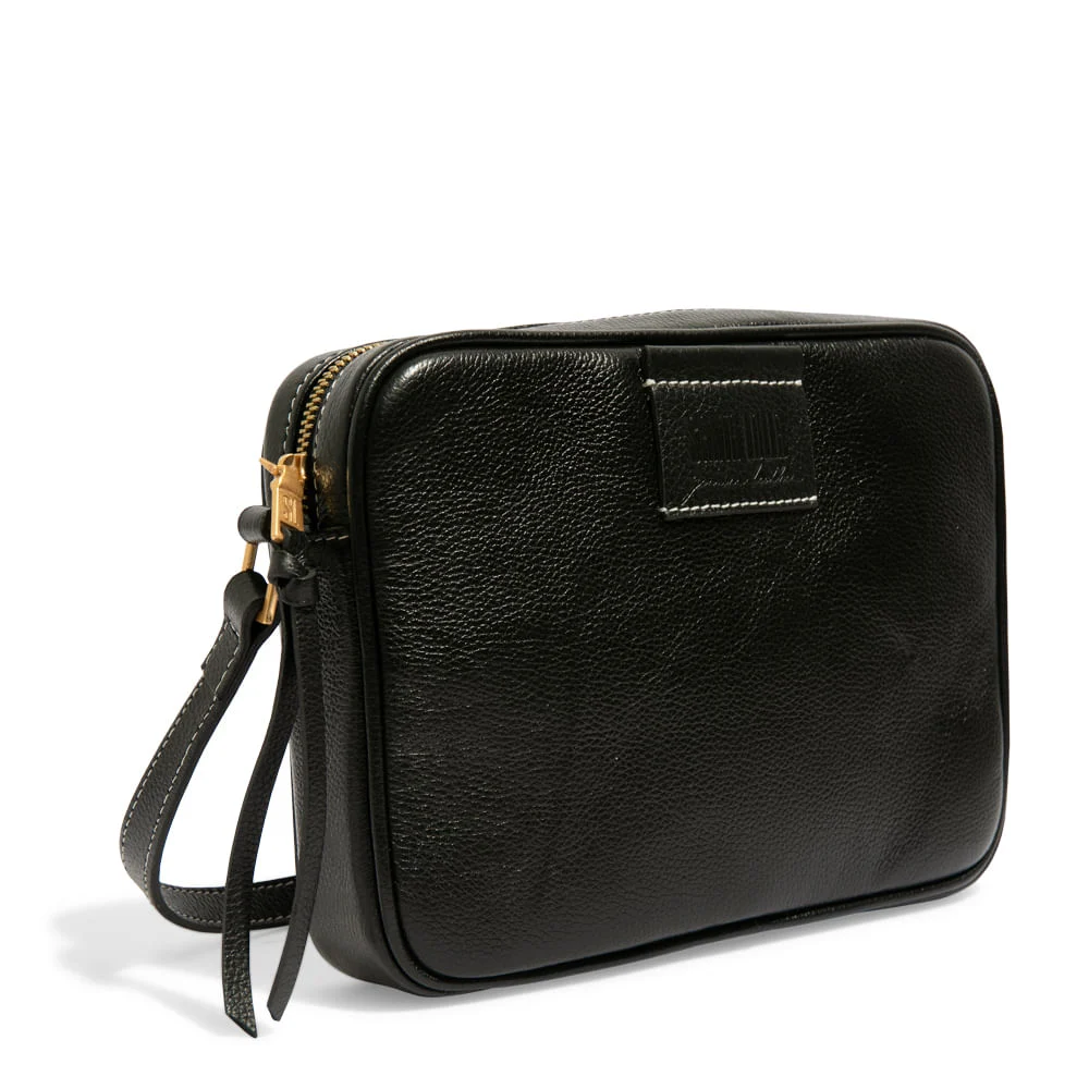 Bolsa Pequena Transversal Couro Floater Preta - Linha Genuine Leather - vista 2 de 3