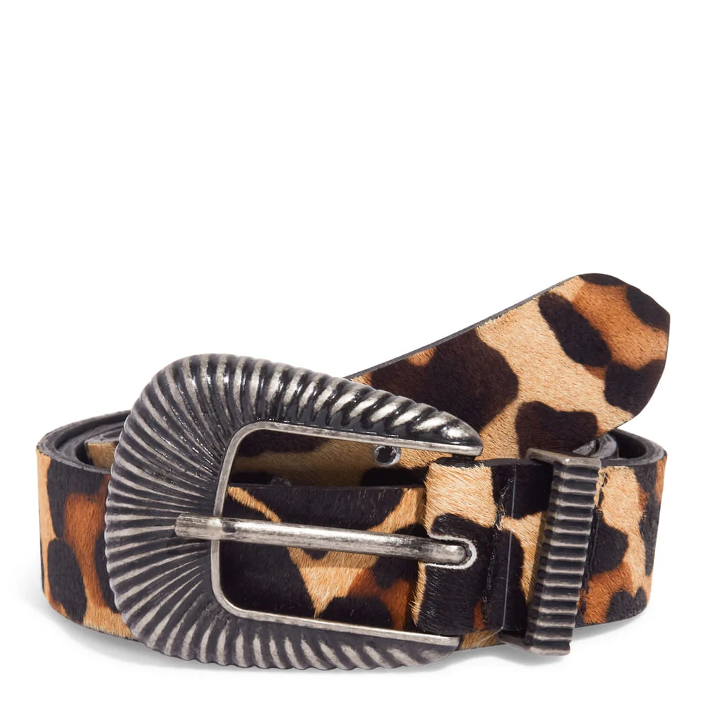Cinto Couro Pelo Estampa Animal Print Fivela Metalizada - vista 2 de 2