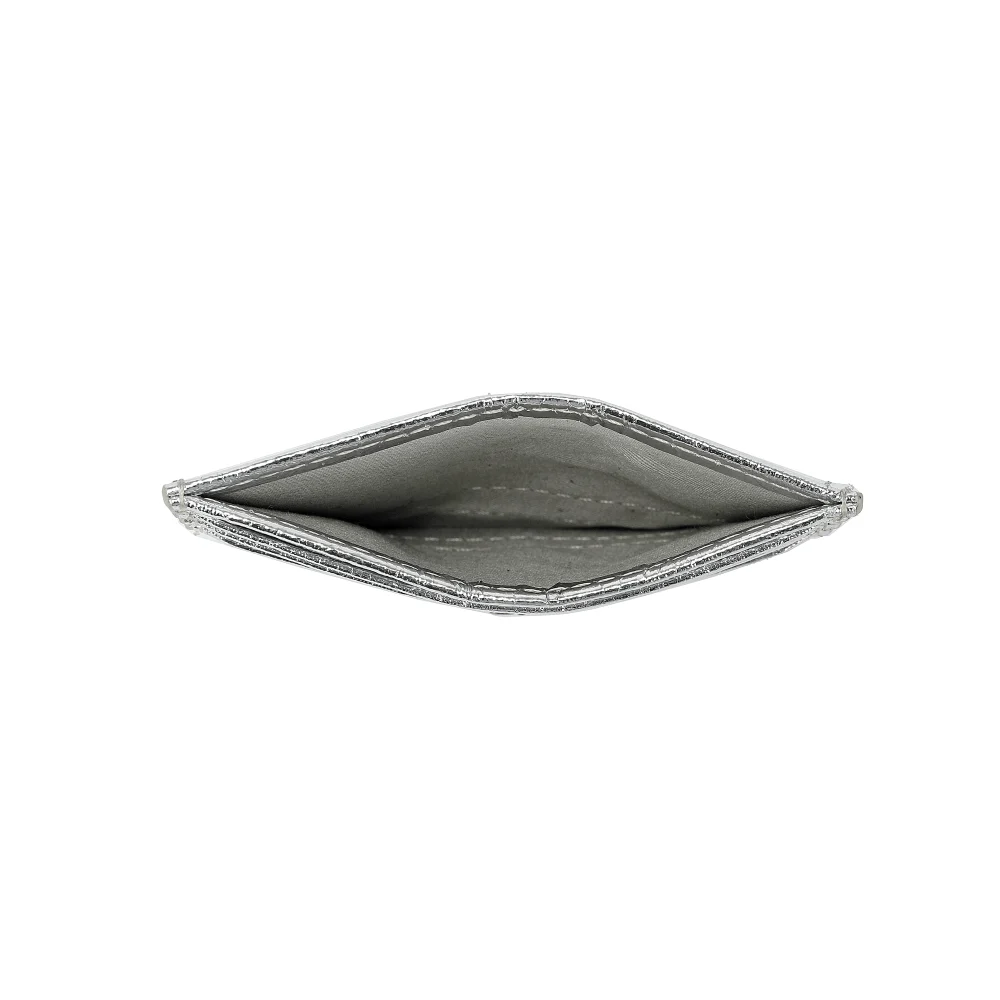 Porta Cartão Material Metal Crinkle Prata - vista 3 de 3