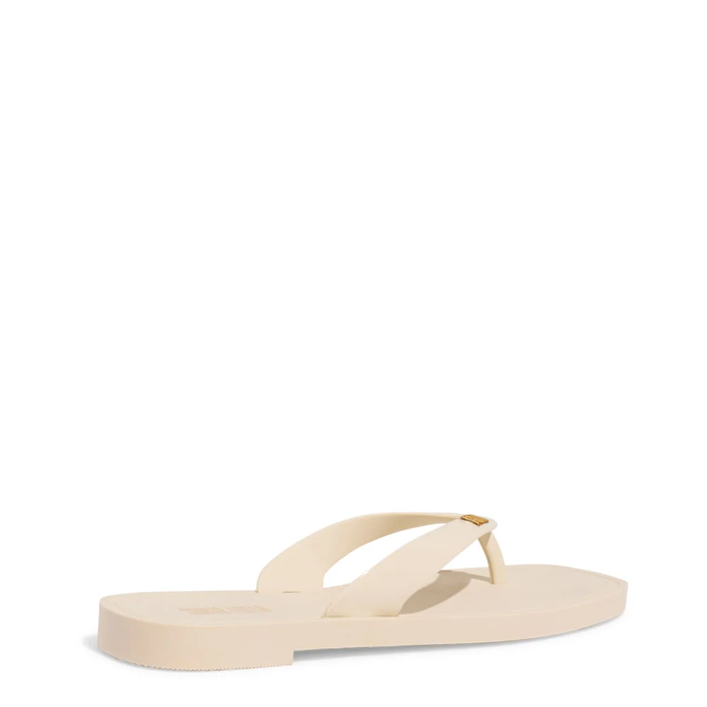 Chinelo Flip Flop Flat Borracha Bico Quadrado Off White - vista 2 de 3