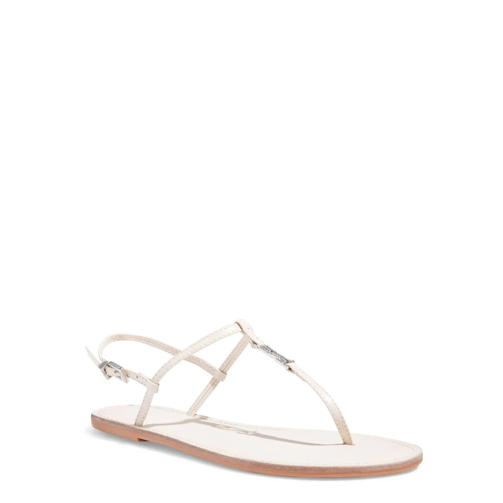 Rasteira Couro Nobre Tiras Finas Bico Redondo Off White - vista 2 de 4