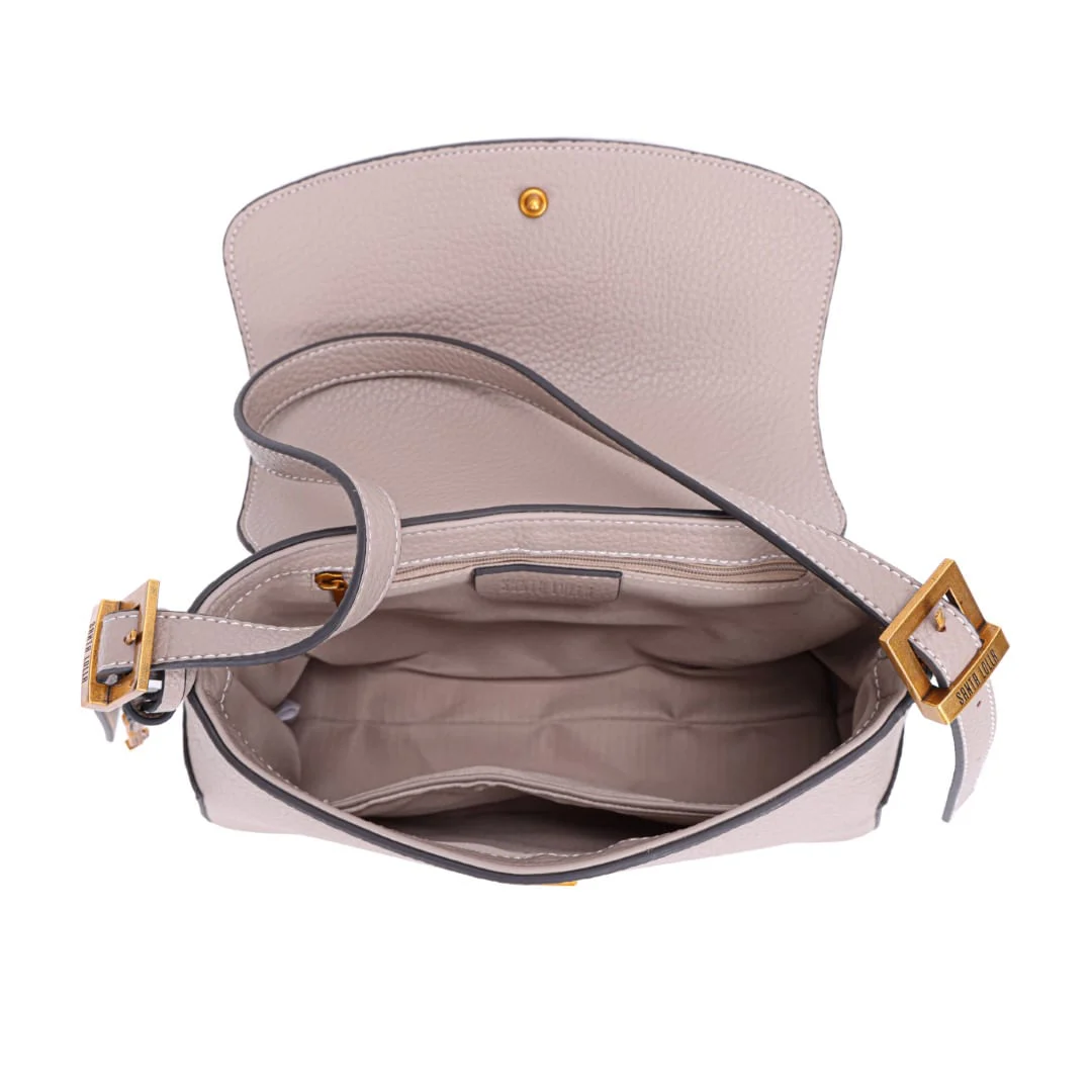 Bolsa Floater Média Cinza Alça De Ombro Pespontos - vista 6 de 7