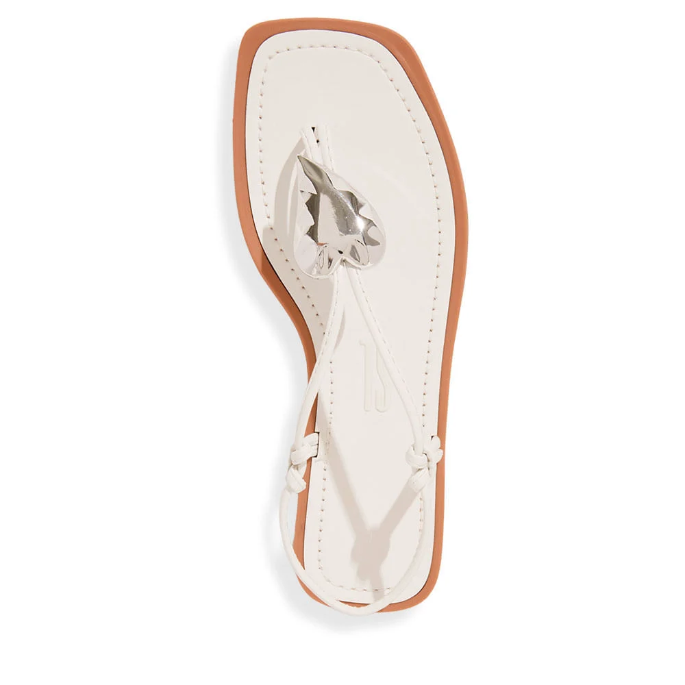Rasteira Napa Soft Branca Bico Quadrado - vista 4 de 5